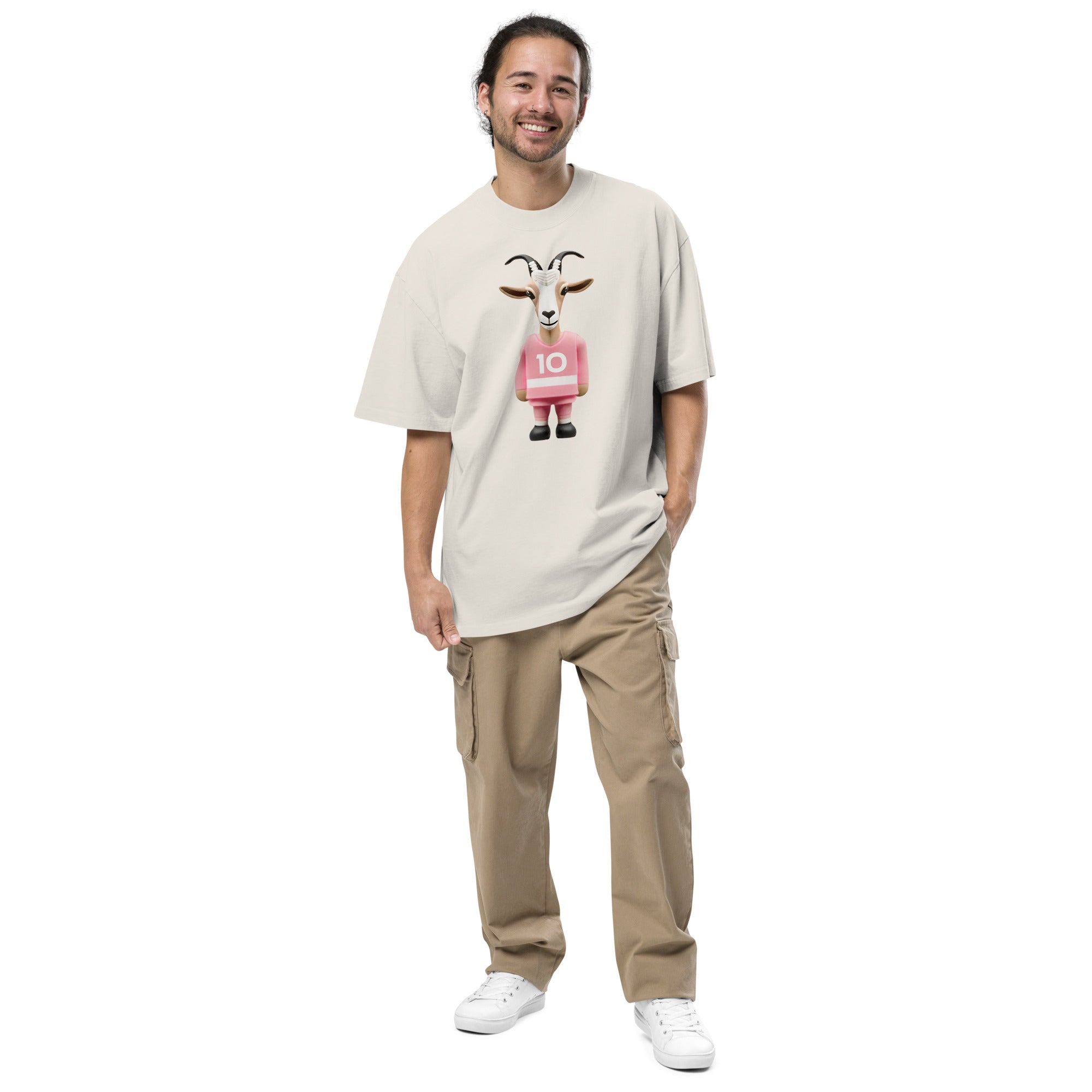 Minimalistic GOAT Oversized faded t-shirt