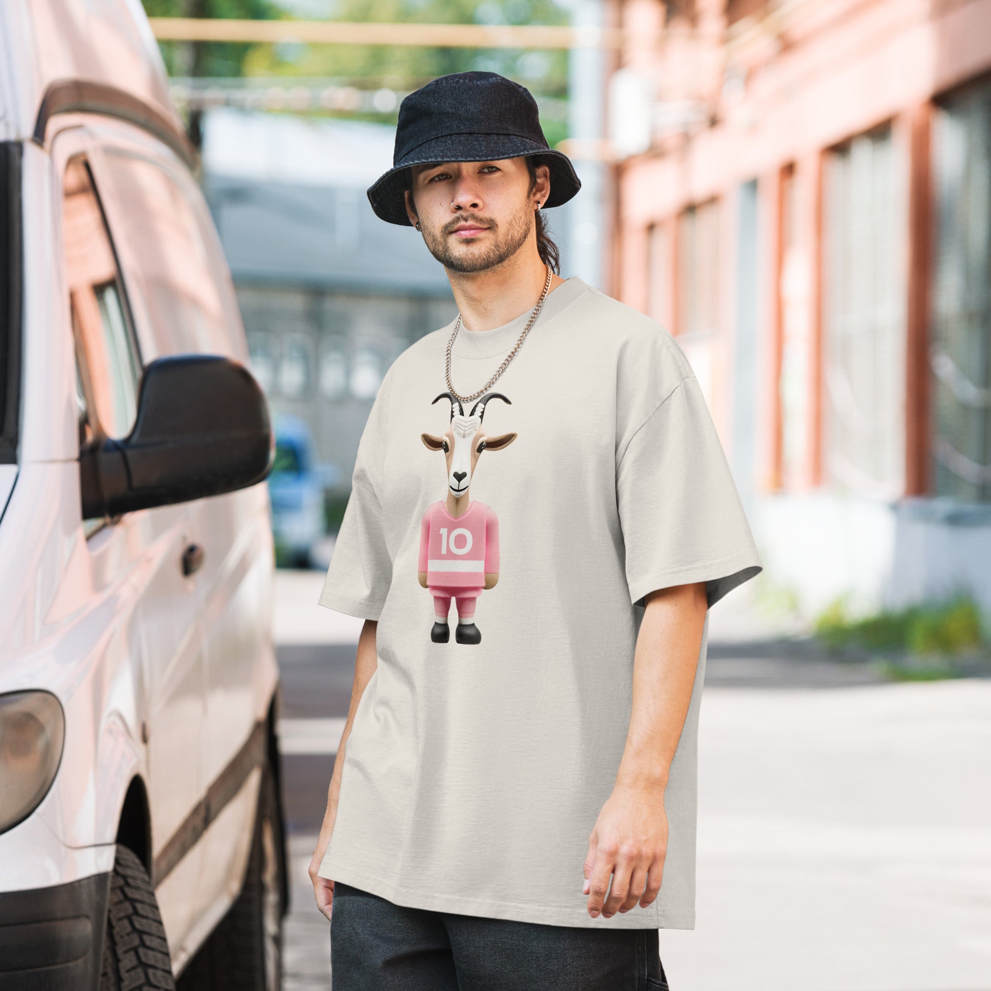 Minimalistic GOAT Oversized faded t-shirt