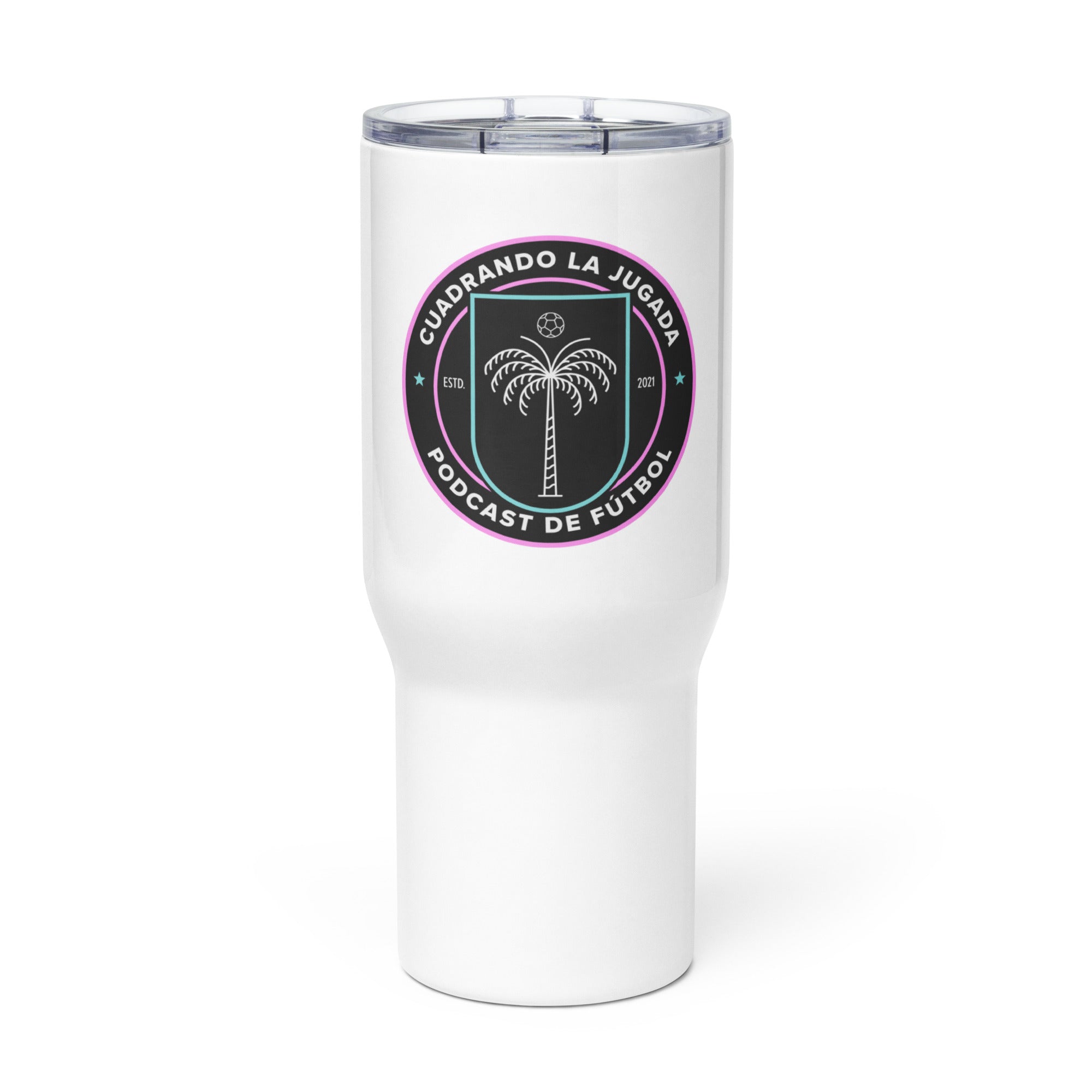 CLJ Badge Travel mug with a handle